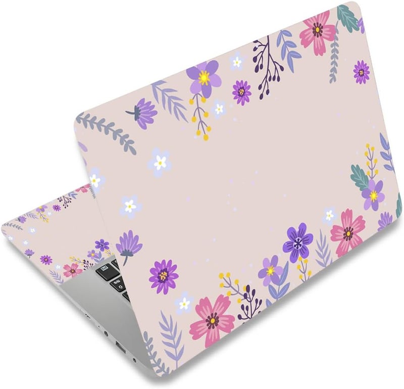 12.1 13 13.3 14 15.4 15.6 Inches Laptop Skin Sticker Decal Universal Vinyl Netbook Sticker Reusable Notebook PC Art Decal Protector Cover, Waterproof & Scratch-Resistant (Flowers, Leaves)